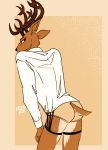  accessory beastars butt cervid cervine clothing garter looking_back louis_(beastars) male mammal nekokat42 presenting red_deer shirt solo topwear underwear 