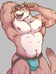  2019 acephlosion anthro armpit_hair big_muscles body_hair bulge clothing cougar eyebrows eyewear felid feline fur green_eyes hi_res jockstrap looking_at_viewer male mammal multicolored_body multicolored_fur muscular muscular_male nipples open_mouth pink_nipples simple_background standing sunglasses tan_body tan_fur thick_eyebrows tongue tongue_out two_tone_body two_tone_fur underwear white_body white_fur 