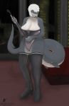  anthro big_breasts boots breasts cleavage clothed clothing feha_(killergrizzly) female fish footwear hair hi_res killergrizzly marine riding_crop shark signature solo standing whip white_hair 