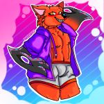  anthro boxers_(clothing) canid canine clothing erection fox half_naked male mammal nipples pyrocynical titillation_(artist) underwear yellow_eyes 