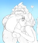  &lt;3 2019 absurd_res anthro balls belly blue_background blush canid canine duo erection eyewear glasses goemon_(tas) hi_res humanoid_hands humanoid_penis inushishigami male mammal moobs mouse_sully nipples oral overweight overweight_male penis raccoon_dog sex simple_background tanuki tokyo_afterschool_summoners video_games 