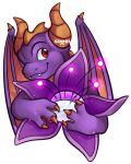  3_fingers activision ambiguous_gender dragon fingers flower hi_res holding_(disambiguation) horn one_eye_closed plant red_eyes reptile scalie simple_background skylanders_academy smile solo spyro spyro_the_dragon teeth video_games white_background wings wink 