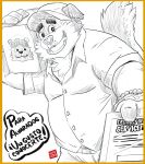  2019 absurd_res anthro belly canid canine canis clothing domestic_dog hat headgear headwear hi_res humanoid_hands kamui_shirow male mammal overweight overweight_male shirt solo spanish_text text topwear 