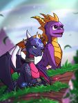  activision cynder dragon duo flower grass hi_res plant spyro spyro_the_dragon video_games zeitzbach 