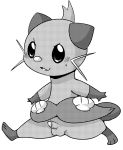  2013 balls blush cub dewott doneru erection greyscale male monochrome nintendo penis pok&eacute;mon pok&eacute;mon_(species) simple_background small_penis solo video_games white_background young 