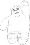  2019 absurd_res aggressive_retsuko anthro belly clothing hi_res kanjangnudojang male mammal moobs navel nipples overweight overweight_male polar_bear sanrio shirota simple_background solo swimwear ursid ursine white_background x_navel 