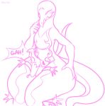  2019 anthro blush bodily_fluids digital_media_(artwork) drooling duo female hi_res male male/female nintendo open_mouth pok&eacute;mon pok&eacute;mon_(species) reptile salandit salazzle saliva scalie secrets-from-dark simple_background smile squeezing teeth thick_thighs video_games white_background wide_hips 