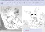  &gt;:3 4chan annoyed beastars canid canine canis cellphone clothing computer dress english_text fur haru_(beastars) humor inside juno_(beastars) lagomorph laptop leporid mammal monochrome outside phone psibunny rabbit school_uniform smartphone smile smirk text texting uniform wolf 