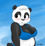  blush breasts clothing female giant_panda hi_res joaoppereiraus mammal solo sueli_(character) underwear ursid 