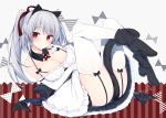  animal_ears ass boots bow breasts catgirl cleavage elbow_gloves garter_belt gloves gray_hair headband long_hair miko_92 original ponytail red_eyes stockings tail thighhighs 