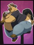  anklet anthro beanie belly beverage big_belly big_butt biped brown_body brown_fur butt canid canine canis clothed clothing diegothedragon domestic_dog drinking fur german_shepherd hat headgear headwear herding_dog holding_beverage holding_object jewelry love_handles male mammal milkshake moobs obese obese_male open_shirt overweight overweight_male pastoral_dog shirt sitting smile solo tan_body tan_fur thick_thighs topwear underwear wide_hips 