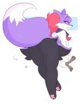  anthro bite biting_lip braixen breasts butt eyewear female fluffy fluffy_tail fur glasses hi_res holding_stick inner_ear_fluff kilinah looking_back nintendo pawpads pok&eacute;mon pok&eacute;mon_(species) presenting presenting_hindquarters purple_body purple_eyes purple_fur rear_view red_body red_fur seductive shiny_pok&eacute;mon solo stick tuft video_games white_body white_fur 