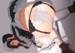  ass black_hair blue_eyes blush cropped garter_belt maid nanahime_(aoi) original panties signed skirt_lift stockings underwear 