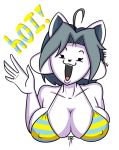  alpha_channel anthro big_breasts breasts clothed clothing female grey_hair hair looking_at_viewer mammal nipple_outline open_mouth slknight solo tem temmie_(undertale) tongue undertale video_games 