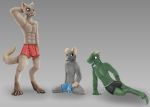 2019 anthro bedethingy bulge clothing digital_media_(artwork) fur grey_body hi_res male mammal murid murine rat reptile rodent scalie simple_background tongue tongue_out underwear 