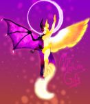  anthro demon hi_res male mirmakinggifs moon nude wings 