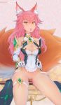  animal_humanoid armor breasts canid canid_humanoid canine canine_humanoid caster_tamamo-no-mae clothed clothing digital_media_(artwork) fangs fate_(series) female fox_humanoid hair hi_res humanoid inner_ear_fluff looking_at_viewer mammal mammal_humanoid mythra_(xenoblade) naftosaur pink_hair pussy smile solo tongue tongue_out tuft video_games xenoblade_chronicles_2 yellow_eyes 