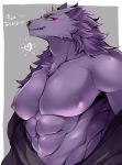  &lt;3 2019 abs bathym canid canine canis clothing demon fur hair hi_res horn kurosuke0755 male mammal mane mane_hair muscular muscular_male nipples pecs purple_body purple_fur tokyo_afterschool_summoners undressing video_games wolf 