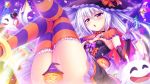  bow dress gloves halloween hat naoki_(endofcentury102) original pumpkin thighhighs witch_hat 