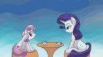  2019 animated annoyed cutie_mark duo equid eyebrows eyelashes female feral friendship_is_magic furniture hair hananpacha horn mammal my_little_pony rarity_(mlp) scratching sweetie_belle_(mlp) table unicorn unicorn_horn 