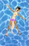  2019 anthro brown_body brown_fur brown_hair bulge chest_tuft clothed clothing digital_media_(artwork) fur girly hair hi_res lutrine male mammal multicolored_body multicolored_fur mustelid one_eye_closed open_mouth ozzy_otter punk-pegasus solo swimming swimwear tattoo tuft two_tone_body two_tone_fur water whiskers 