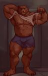 2025 4_toes 5_fingers after_transformation anthro barefoot bear biceps big_muscles biped black_claws boxers_(clothing) broad_shoulders brown_bear brown_body brown_fur brown_nose bulge calf_muscles cheek_tuft claws clothing destroyed_clothing doorway facial_tuft feet fingers fist flexing flexing_bicep fur hand_behind_head hi_res implied_growth implied_transformation inside kodiak_bear lewi_haidar looking_at_viewer male mammal marcus_(twistedfate03) musclegut muscular muscular_anthro muscular_male nipples open_mouth paws pecs plantigrade pose shaded sharp_teeth shirt smile snout solo standing stocky teeth thick_limbs tight_boxers tight_clothing tight_shirt tight_topwear tight_underwear toe_claws toes topwear torn_boxers torn_clothing torn_shirt torn_topwear triceps tuft underwear ursine warm_colors werecreature wereursid