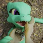  1:1 3d_(artwork) ambiguous_gender anthro bdsm claws collar digital_media_(artwork) dirt duo female female_focus hi_res kobold lizard metal moe_(kobold_adventure) one_eye_closed open_mouth reptile scalie solo_focus tag teeth veo 