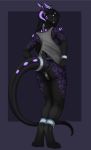  2019 accelo anthro barefoot black_hair digitigrade dragon female hair hi_res horn solo spots spotted_body spotted_skin standing 