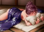  aliasing anthropomorphism bed breasts hagikaze_(kancolle) kamelie kantai_collection nude purple_hair red_eyes short_hair 