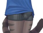 2025 anthro black_body black_fur black_stripes blue_clothing blue_shirt blue_topwear brown_body brown_fur bulge cat_sona_(mr-shin) clothed clothing domestic_cat faceless_anthro faceless_character faceless_male felid feline felis fur grey_body grey_clothing grey_fur grey_underwear hi_res male mammal markings mr-shin pantsless shirt simple_background solo striped_body striped_fur striped_markings striped_tail stripes tail tail_markings topwear underwear white_background