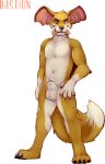  animal_genitalia anthro balls bastion big_tail canid canine claws elephant elephantid fox fully_sheathed fur hi_res hybrid looking_at_viewer male mammal nude paws pholidine porcupine pose proboscidean quills rodent sheath simple_background smile solo tripwire_(character) tusks 