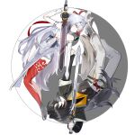  1boy 1girl absurdres armlet black_hair brother_and_sister china_dress chinese_clothes closed_eyes commentary dress droopy_ears fluffy_tail fox_boy fox_girl fox_tail highres holding holding_sword holding_weapon jewelry leg_tattoo long_hair multicolored_hair pants parted_bangs platform_heels qingming_sword ribbon shoes siblings sleeveless streaked_hair sword tail tattoo user_yzjm3832 very_long_hair weapon white_hair ye_shiyuan ye_shunguang yin_yang zenless_zone_zero 