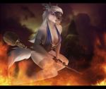  absurd_res anthro breasts clothed clothing costume equid equine feathers female fire halloween hi_res holidays hooves lizzy_the_mare mammal miraoff solo 