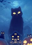  2019 absurd_res building cloud detailed_background domestic_cat dydrkflqo felid feline felis feral food fruit full_moon fur group halloween hi_res holidays house macro mammal moon night outside plant pumpkin whiskers 