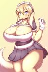  anthro big_breasts blue_eyes breasts canid canine canis cleavage clothed clothing domestic_dog female gloves handwear hi_res huge_breasts hunting_dog maid_uniform mammal saluki sighthound tailzkim thick_thighs uniform wide_hips 