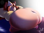  4:3 belly big_belly canid canine canis clothing domestic_dog female hat headgear headwear hi_res hyper hyper_belly mammal morbidly_obese obese obese_female overweight overweight_female panties solo underwear zoidberg656art 