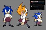  3boys :3 @_@ arcueid_brunestud arcueid_brunestud_(cosplay) black_pantyhose black_shoes blue_fur casinobunbun chibi cosplay crazy_eyes crazy_smile crossdressing crossdressing_(mtf) dark_persona evil_grin evil_smile fingernails fleetway_super_sonic furry furry_male grin hair_between_eyes hands_on_own_hips looking_at_viewer male_focus melty_blood multiple_boys multiple_persona neco_spirit pantyhose purple_skirt red_arcueid red_arcueid_(cosplay) red_eyes sharp_fingernails sharp_teeth shoes skirt smile sonic_(series) sonic_the_hedgehog super_sonic sweater teeth tsukihime turtleneck turtleneck_sweater white_sweater yellow_fur 