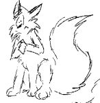  2007 black_and_white canid canid_taur canine canine_taur fluffy fluffy_tail fox fox_taur fuzzy_(artist) low_res mammal mammal_taur monochrome nude simple_background sitting solo taur white_background 