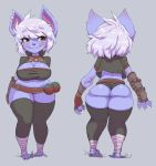  biped blush breasts butt clothed clothing female hair humanoid league_of_legends multiple_angles riot_games smile solo tristana_(lol) unknown_artist video_games white_hair yordle 