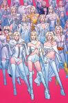  1girl black_dress black_gloves blonde_hair blue_eyes blue_lips bodice bodysuit boots bra breasts cape choker cleavage cleavage_cutout clothing_cutout comic_cover commentary diamond_skin dress earrings elbow_gloves emma_frost emma_frost_(phoenix_diamond) emma_frost_(x-revolution) english_commentary full_body fur-trimmed_cape fur_trim gloves gold_leotard high_heel_boots high_heels highres jewelry large_breasts leotard long_hair looking_at_viewer marvel midriff multiple_persona navel off_shoulder official_alternate_costume official_art panties pants pink_background red_lips russell_dauterman shorts sideboob stomach_cutout sunglasses superhero_costume thigh_boots underwear white_bodice white_bodysuit white_boots white_bra white_cape white_choker white_dress white_gloves white_panties white_pants white_shorts x-men 