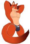  2019 alpha_channel anthro briefs bulge canid canine clothed clothing digital_media_(artwork) disney duo english_text flexing fox fur jockstrap male mammal muscular muscular_male nick_wilde notkastar pecs signature smile solo text topless underwear underwear_only zootopia 