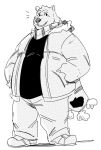  2019 anthro bottomwear clothing cyanroll male mammal overweight overweight_male pants polar_bear scarf shirane_kan shirt simple_background solo topwear ursid ursine utau white_background 