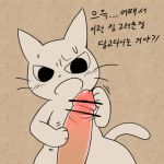  2019 ambiguous_gender blush bodily_fluids censored choreuny domestic_cat felid feline felis human korean_text male male/ambiguous mammal penis shikaruneko sweat text 