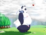  2010 anthro blue_eyes duo forest giant_panda gillpanda grass headphones male mammal moobs mountain nipples outside overweight overweight_male penis spirit tree ursid 