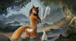  anthro canid canine female fox fur hair mammal max nature piratefoxbox shower solo tree 