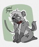 ambiguous_gender anthro bdsm belly collar cute_fangs ear_piercing ear_ring facial_hair facial_piercing fangs fur hair hyena kneeling leash long_hair mammal markings moonyyeen nonbinary_(lore) nose_piercing nose_ring nude petplay piercing praise praise_kink ring_piercing roleplay scar simple_background slightly_chubby smile solo spots spotted_body spotted_fur spotted_hyena submissive sunny_(moonyyeen) teeth