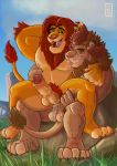  anthro balls disney erection fan_character felid fur king lion lowemond male male/male mammal nipples pantherine penis royalty sex simba the_lion_king tongue 