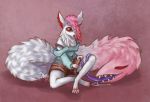  anthro bodily_fluids canid clothed clothing drooling female hi_res magicalkaleidoscope mammal piercing saliva self_molestation solo tail_maw wulvyne yuma_and_umami 