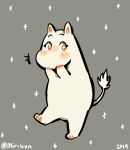  2019 ambiguous_gender anthro blush brown_eyes grey_background hand_on_chin hi_res miri moomin nude pawpads simple_background solo star_eyes the_moomins white_body 