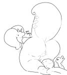  anthro big_butt bodily_fluids butt dragon female gastropod goodra human imminent_facesitting line_art mammal mollusk nervous nintendo onetiredbear pok&eacute;mon pok&eacute;mon_(species) pussy slug sweat thick_tail thick_thighs video_games wide_hips 